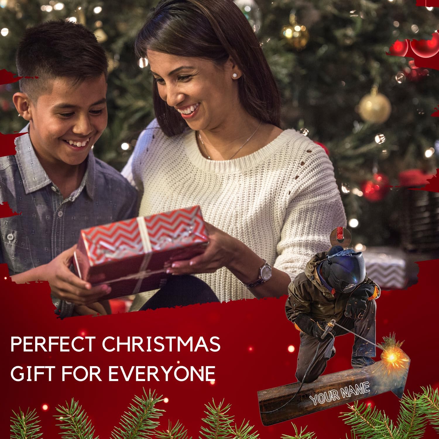 Woseprint Personalized Name Welder Hanging Ornament Gifts for Welders, Welder 2D Ornaments for Christmas Tree, Customized Welder Gifts for Men, Welding Ornaments for Christmas Tree 2024 (Welder1)