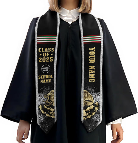 Custom Mexican Graduation Sash, Mexico Graduation Stole Customize Photo, Mexican American Flag Graduation Sash 2025