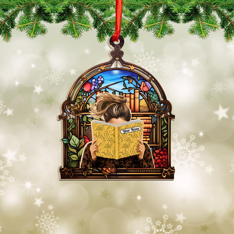 MAPrints Personalized Book Lovers Heart Ornament, Reading Book Xmas Suncatcher Ornament 2024, Bookshelf Ornament Gift for Her Librarian 2D Flat Printed Wood Book Lovers Ornament (Book 6)