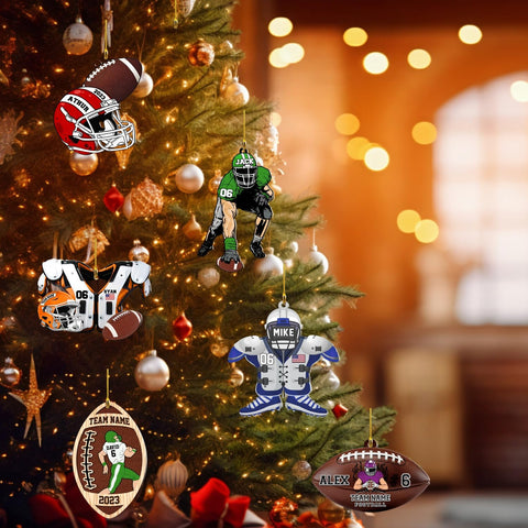 Suseaz Personalized Football Ornament 2024, Customized Football Christmas Ornaments, Football Ornament Christmas Hanging Décor Gift for Football Fans Football Gifts Gift for Football Player (ON180)