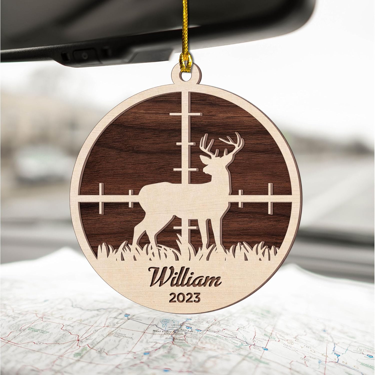 Suseaz Custom Hunting Acrylic Ornament, Personalized Hunting Christmas Ornament 2023, Custom Hunting Ornament 2023, Hunting Tree Decor, Gifts for Hunting Lovers Hunter Gift (HT7)