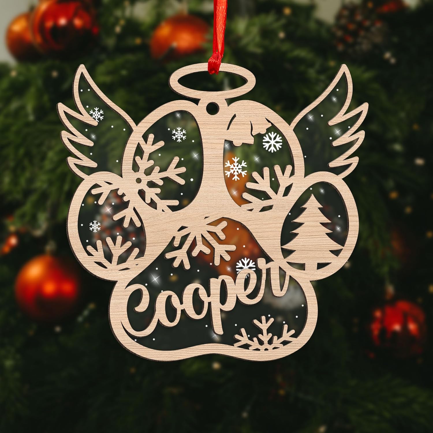 Royal Fight Personalized Dog Cat Paw Ornament Christmas Customized Memorial Dog Ornament for Christmas Tree Dogs Cat Pet Name Ornaments Dog Cat Ornaments (Dog 1)