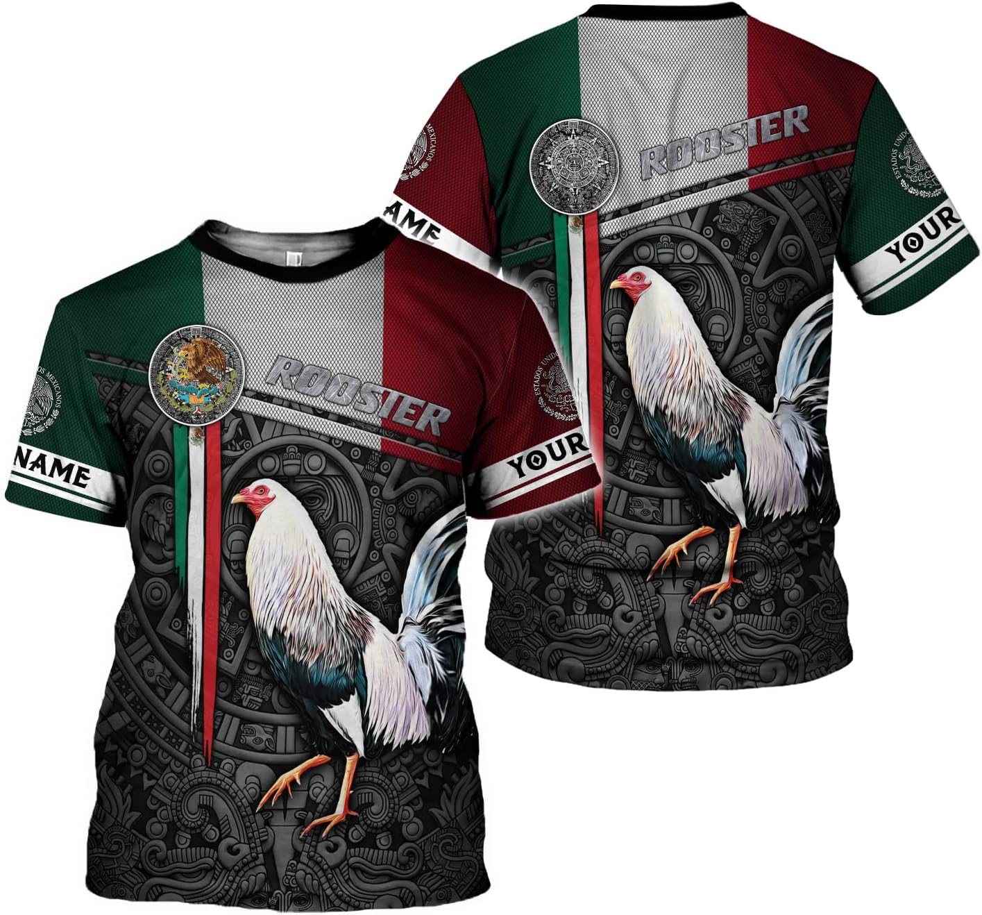 Mostprints Personalized Name Mexican Shirts for Men, Rooster Mexico Shirts for Men, Mexico Shirt Eagle Flag Mexican Eagle 1