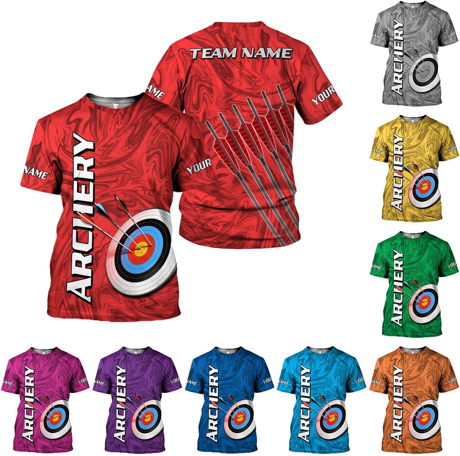 MoonArt Personalized Archery Shirt 3D Archery Target Archery Shirts for Men Women Archer Archery Lovers Bow Archer Sportwear