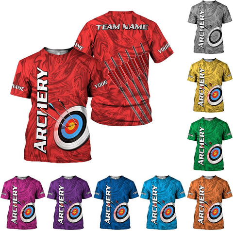 MoonArt Personalized Archery Shirt 3D Archery Target Archery Shirts for Men Women Archer Archery Lovers Bow Archer Sportwear