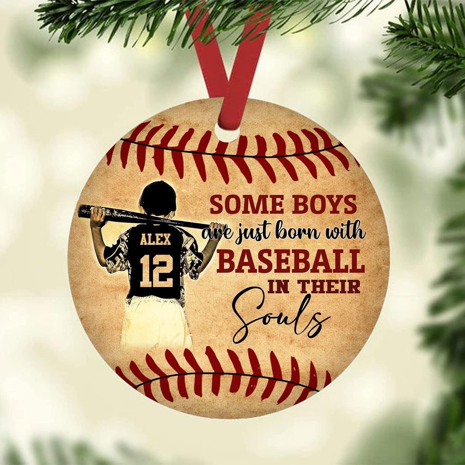 Artparel Personalized Baseball Ornament Christmas Tree Decoration Custom Baseball Christmas Ornament 2D Shape Flat Baseball Lover Gifts Beginner Baseball Players Ornament Gift (BBC 4)