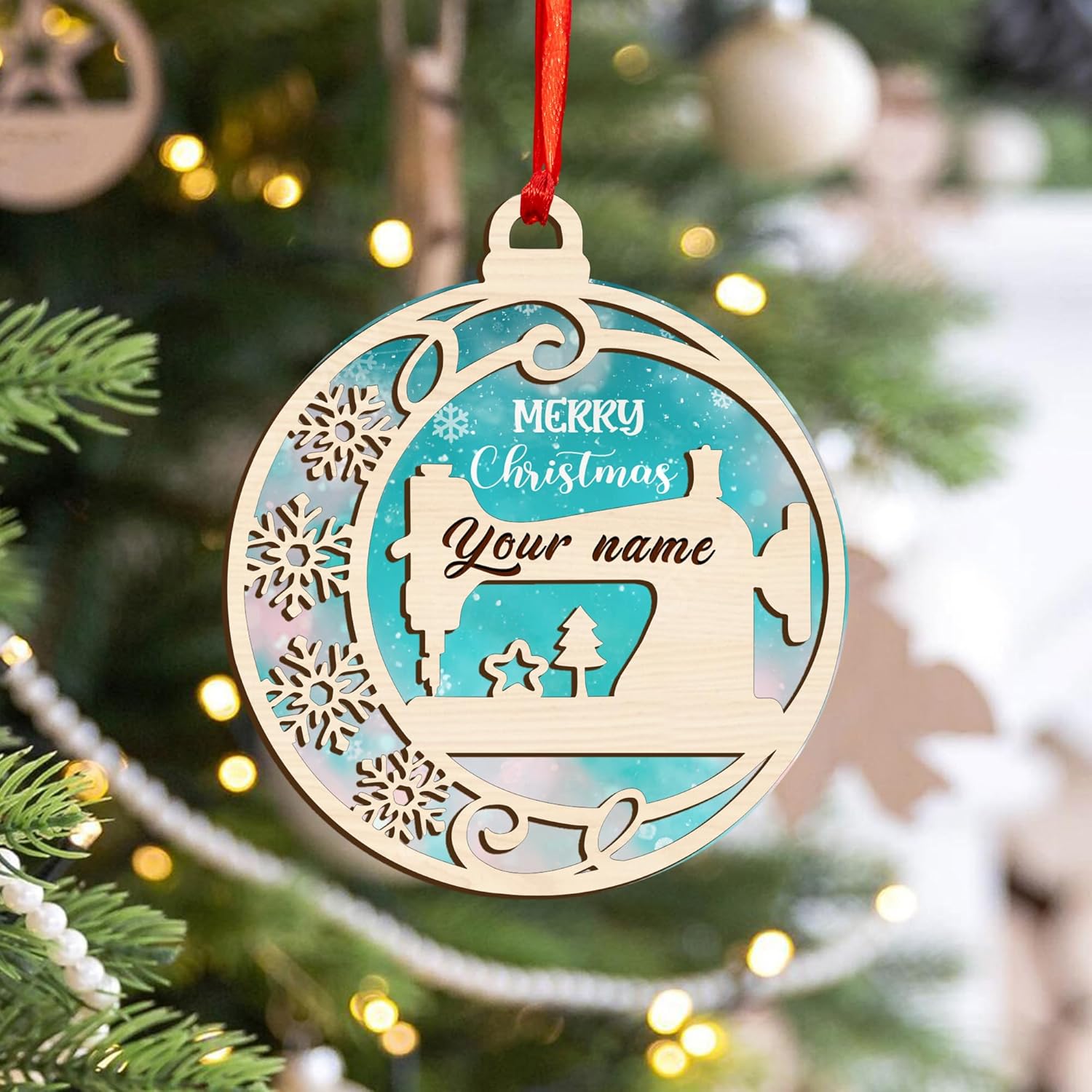 MAPrints Personalized Sewing Machine Christmas Ornament 2024, Sewing Acrylic 2D Ornament, Sewing Flower Machine Shaped Ornament, Sew & Stitch Sewing Machine Christmas Ornament (NSew 6)