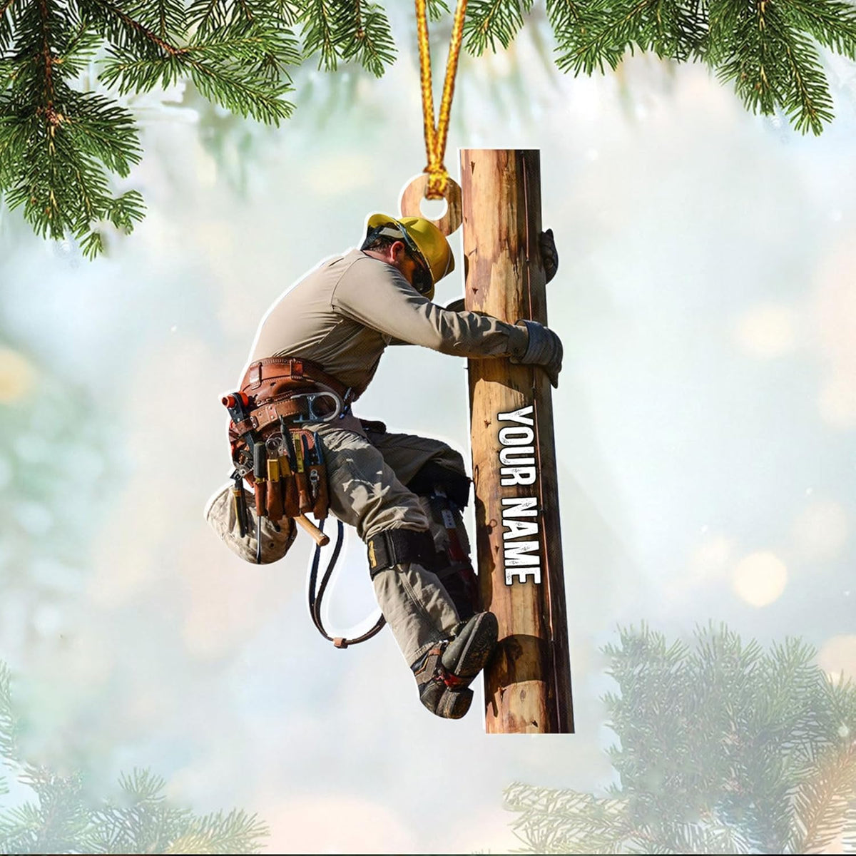 HomeDesign Personalized Lineman Ornament Custom Lineman Ornaments Line Man Christmas Ornaments Gifts for Lineman Ornament Lineman Christmas Hanging Ornament Lineman Gift Xmas Tree (Lm6)