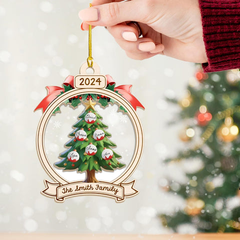 Personalized 2024 Kids Christmas Tree Ornament, Family Christmas Ornament, Family with Kids Name Christmas Ornament 2024 Xmas Tree Decorations, Custom Family Christmas Tree Ornament 2024 (KT 5)