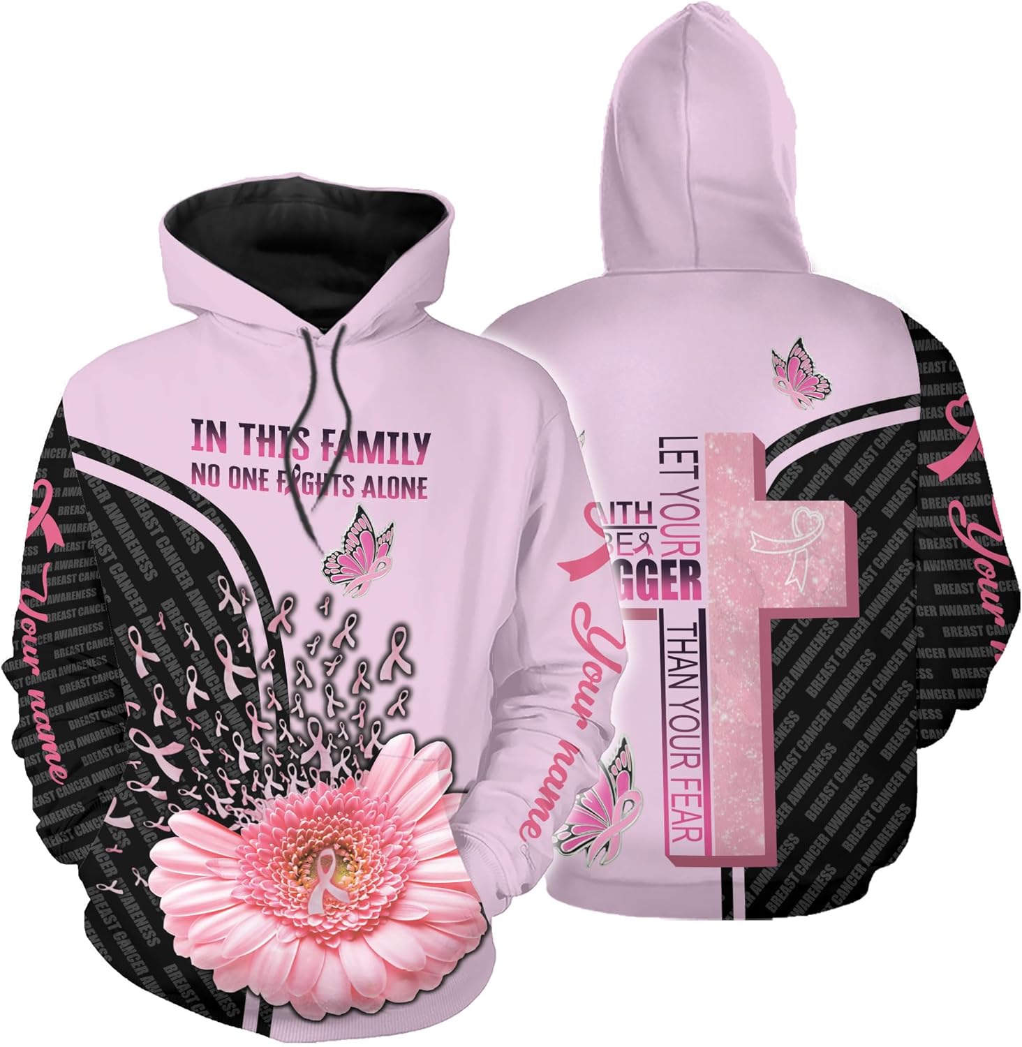 Mostprints Personalized Name Breast Cancer Shirts for Women 3D, Breast Cancer Shirt, Breast Cancer Gifts for Women S-5XL