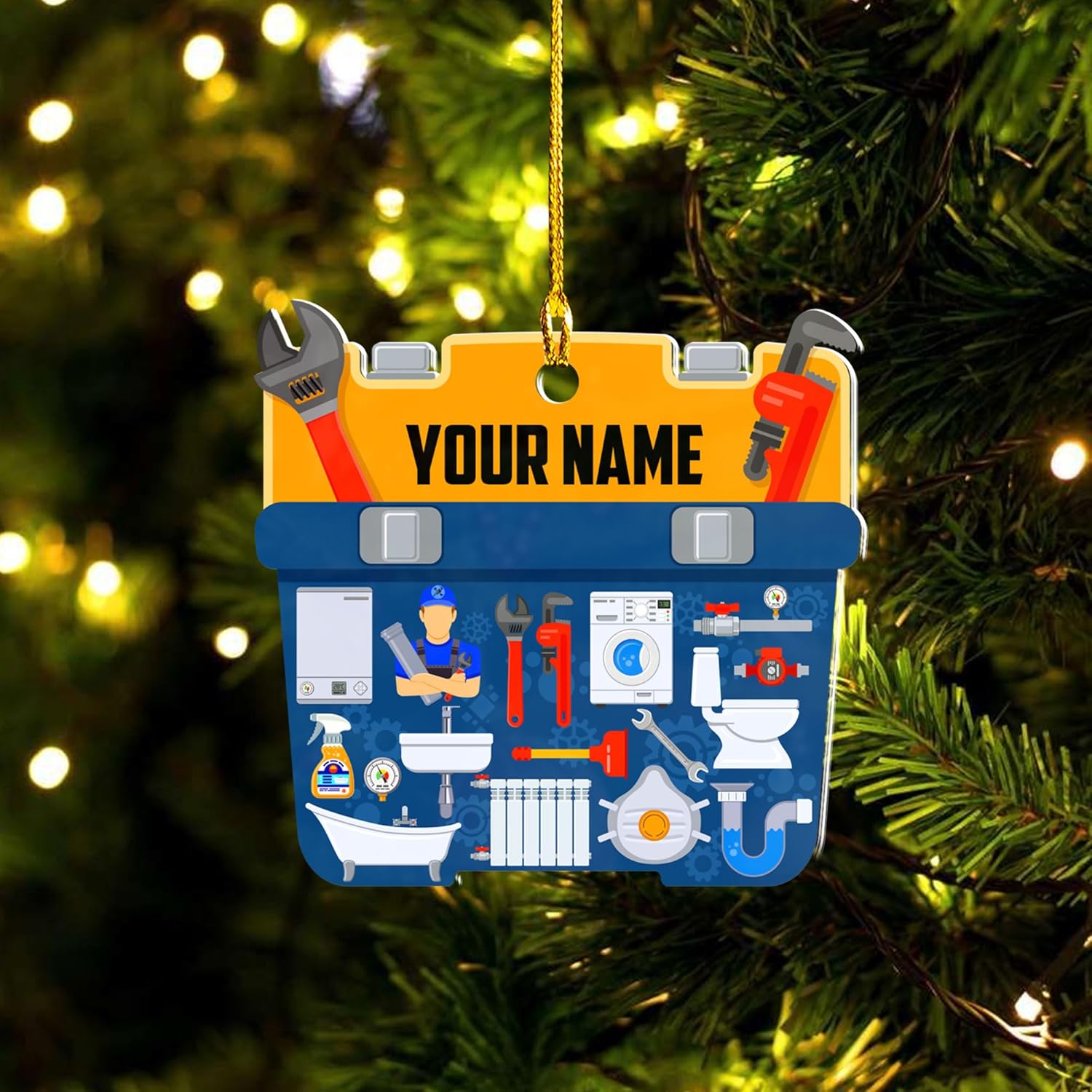 AOVL Plumber Ornament 2024 Plumber Christmas Ornaments Handyman Ornament Toolbox Christmas Ornament Tool Ornaments for Plumbers 2024 Handyman Ornaments Gifts (PL8)