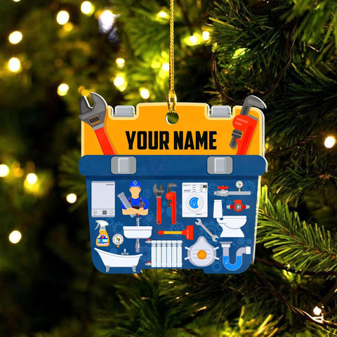 AOVL Plumber Ornament 2024 Plumber Christmas Ornaments Handyman Ornament Toolbox Christmas Ornament Tool Ornaments for Plumbers 2024 Handyman Ornaments Gifts (PL8)