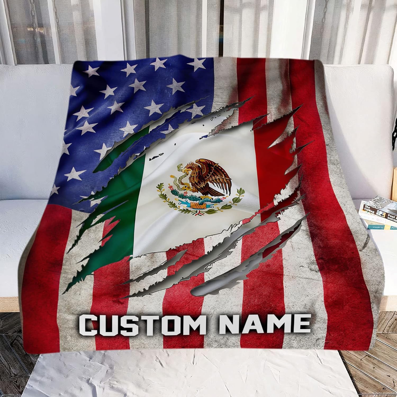 Personalized Name Mexico Blanket for Men and Women, Customized Mexico Blankets, Mexico Flag Mexican Flag Blanket Funny Gift Fuzzy Plush Soft Micro Fleece Sherpa Blanket Bed Throw (BLMX02)