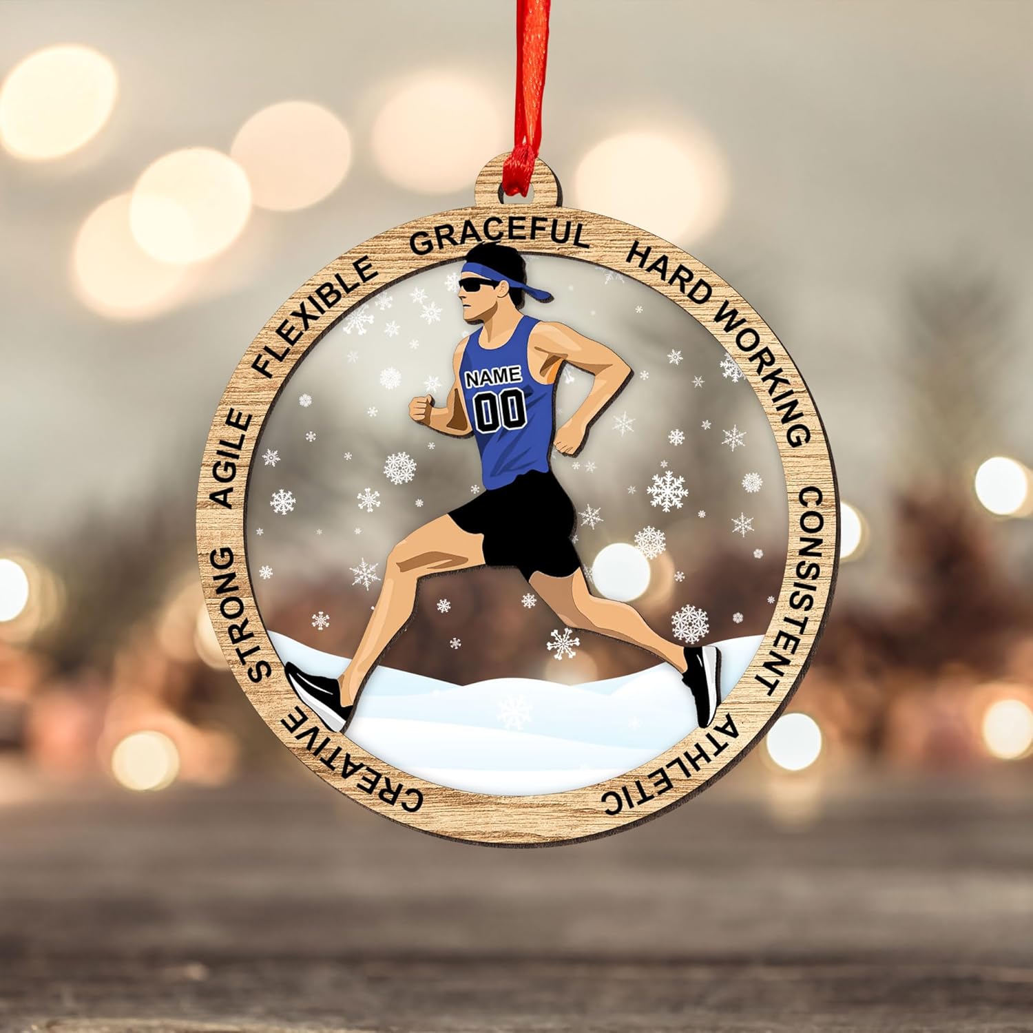 Artparel Custom Runner Ornament 2024 Track and Field Ornament Custom Marathon Ornament Running Christmas Ornament Gift for Runner Running Man Running Lovers Running Ornaments for Xmas (RN7)