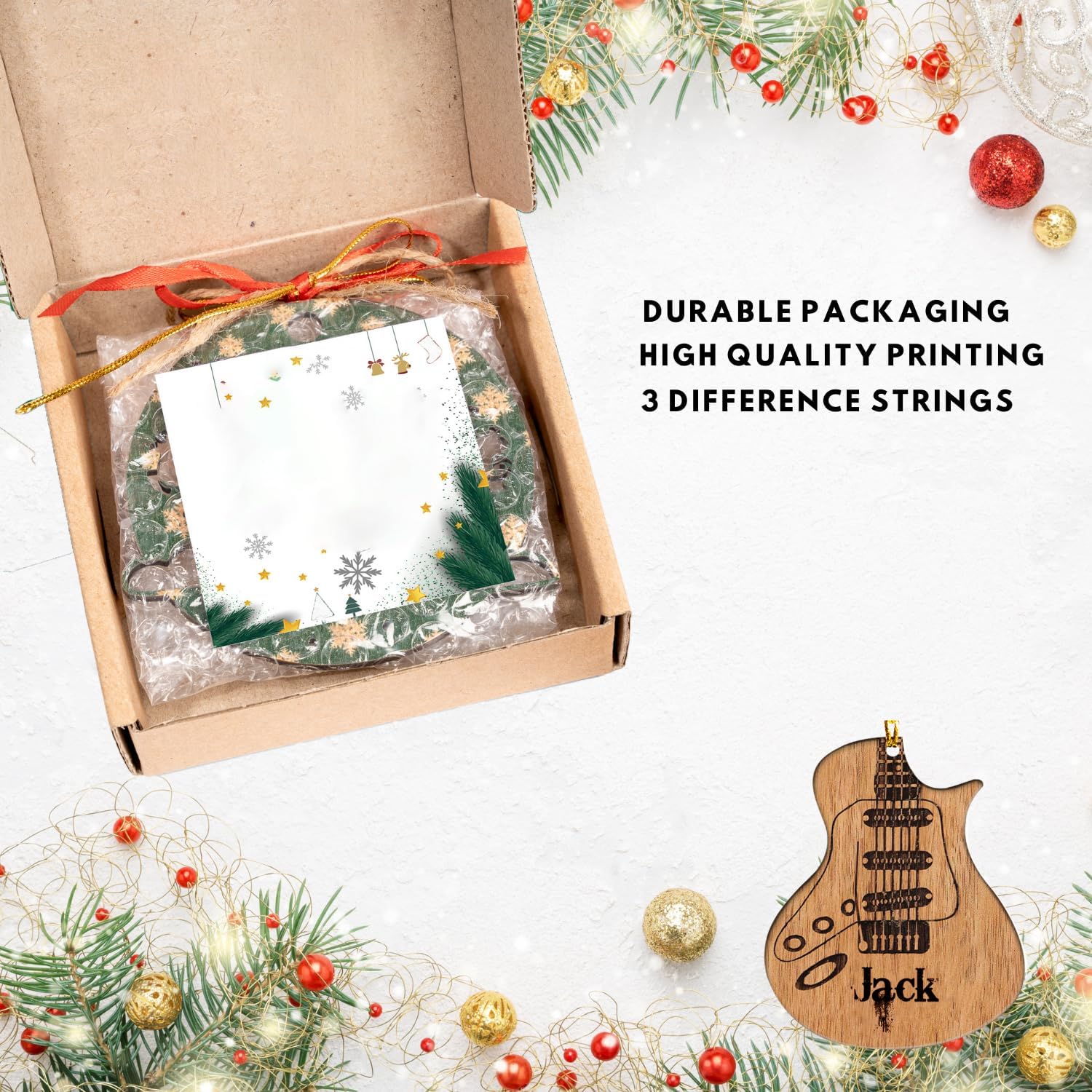 Personalized Guitar Ornaments 2024 Music Ornaments Acoustic, Custom Guitar Gifts for Guitar Musical Instrument Ornament Gift for Guitar Player Decoration Xmas, Guitar Lover Gift (Style 7)