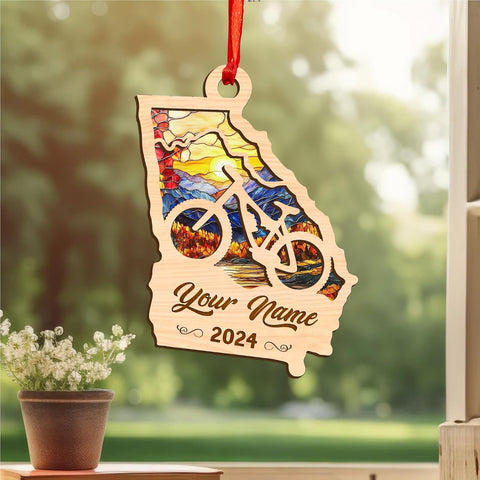 Personalized Bicycle Christmas Ornaments 2023, Cycling Suncatcher Wooden Ornament Mountain Bikes Ornament Racing Bicycle for Christmas 2023, Cycling Biking Bicycle Ornament (Bicycle 10)