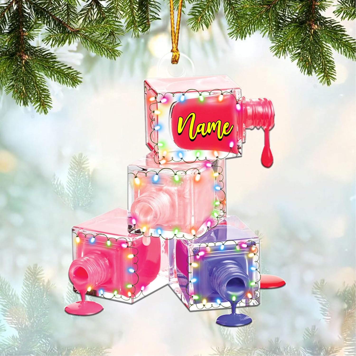 AOVL Personalized Nail Ornament,Nail Technician Ornament, Nail Technician Ornaments, Makeup Ornaments Makeup Christmas Ornament, Nail tech Gifts, Nail Technician Gifts (Nail 4)