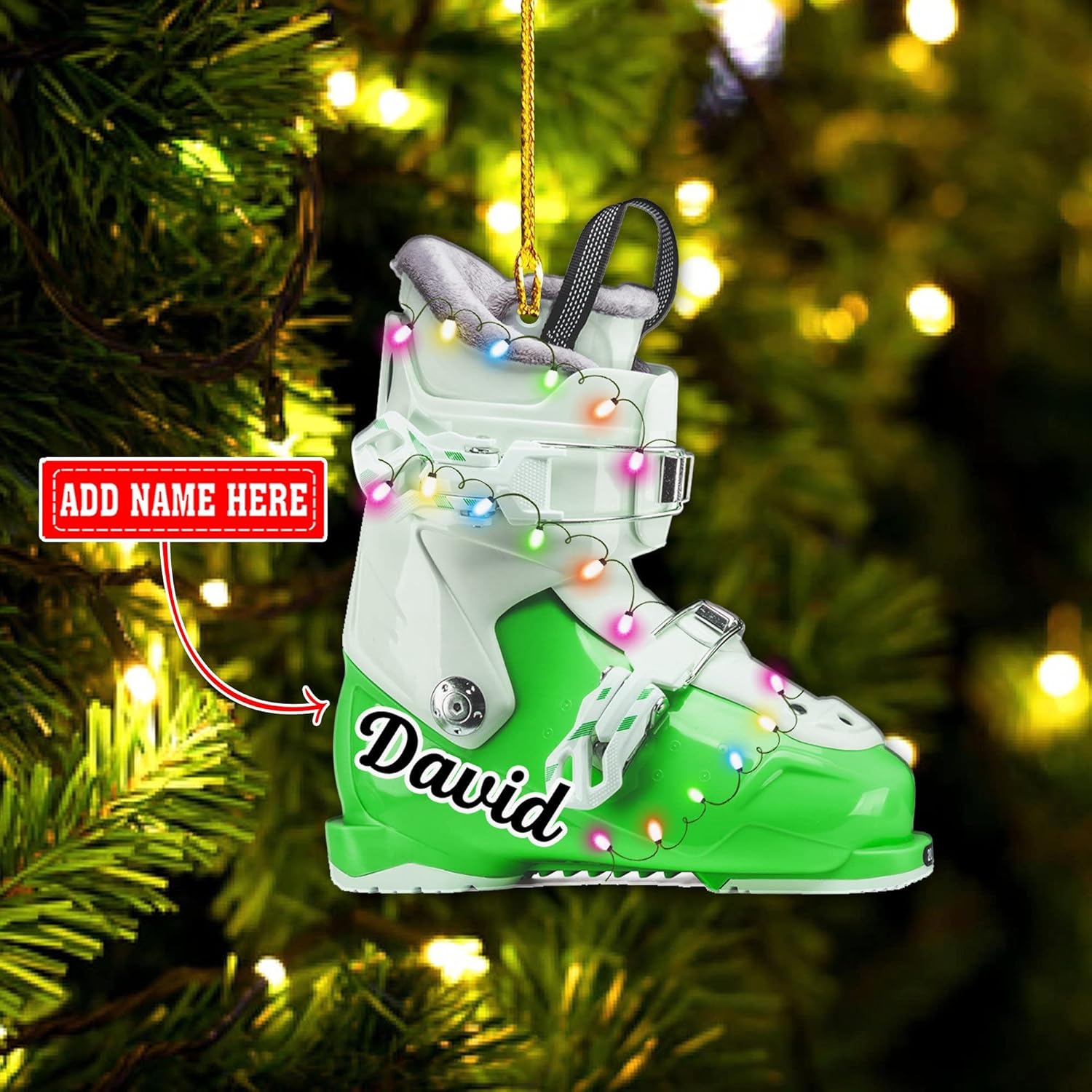 AOVL Custom Ski Ornament Skiing Christmas Ornaments Ski Christmas Tree Ornaments Ski Christmas Ornament Skier Ornaments for Christmas Tree 2024 Skiing Ornament (OSK2)