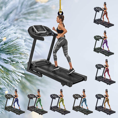 AOVL Custom Treadmill Ornament Tread Mill Ornament for Christmas Xmas Tree Exercise Treadmill for Gymer Fitness Treadmill Exercise Ornament Gift for Weightlifter Fitness Weightlifting Gym (TE4)