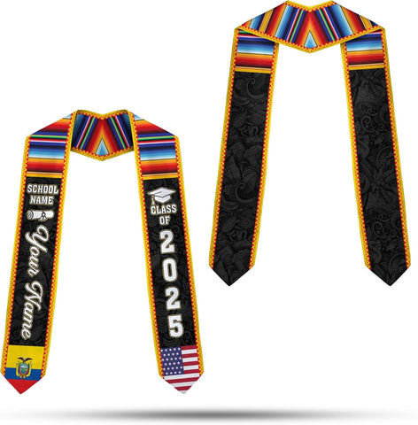Pretyprints Ecuador Graduation Stole, Ecuadorians American Flag Graduation Sash 2025, Ecuadorians Graduation Sash