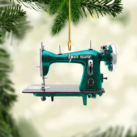 MoonArt Personalized Sewing Machine Christmas Ornament, Custom Sewing Ornament, Sewing Flower Machine Shaped Ornament, Gifts for Sewing Lovers, Grandma, Wife, Her, Aunt Christmas (1, SW1)