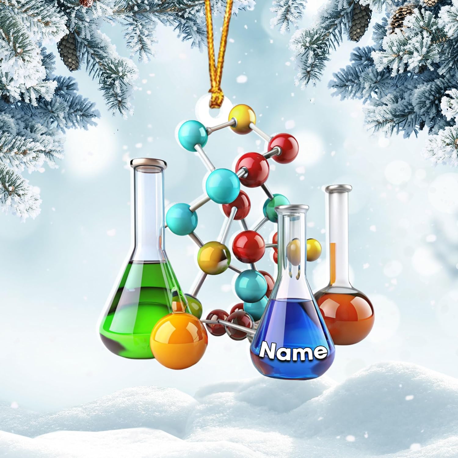 Personalized Chemistry Ornaments for Christmas Tree, Chemistry Christmas Ornament, Science Ornaments, Science Beaker Ornament, Microscope Ornament, Telescope Ornament, Scientist Gift Xmas (C19)