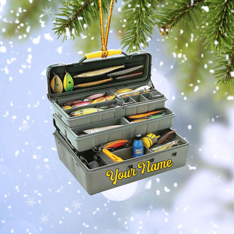 Royal Fight Custom Fishing Tackle Box Ornaments 2024 Fishing Ornaments for Christmas Tree Christmas Ornaments Fishing Fisherman Ornament Bass Fish Ornament Fishing Decorations Flat Ornaments (FTB11)