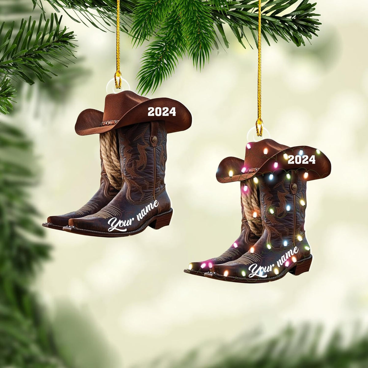 MAPrints Personalized Cowboy Ornament, Horse Ornament 2023, Cowboy Christmas Ornaments, Boy on Horse, Western Cowgirl Ornaments, Cowboy Boots and Hat Christmas Ornament (Cowboy 2)