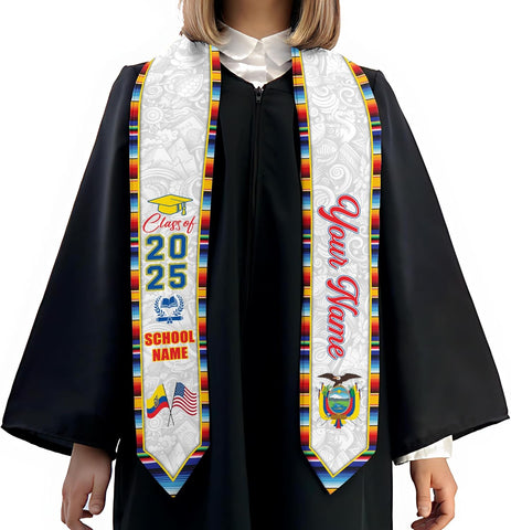 Pretyprints Ecuador Graduation Stole, Ecuadorians American Flag Graduation Sash 2025, Ecuadorians Graduation Sash
