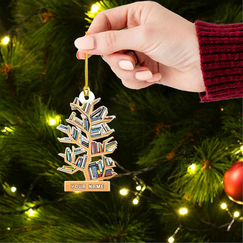 MAPrints Personalized Book Lovers Heart Ornament, Reading Book Xmas Ornament 2024, Bookshelf Wood Ornament Gift for Her Librarian 2D Flat Printed Wood Book Lovers Ornament (Book 10)