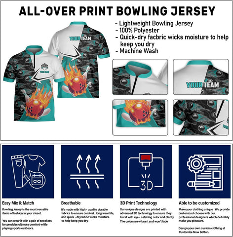 Pretyprints Personalized Name Bowling Baseball Jersey, Bowling Shirts for Men, Bowling Jerseys for Team, Bowling Shirts