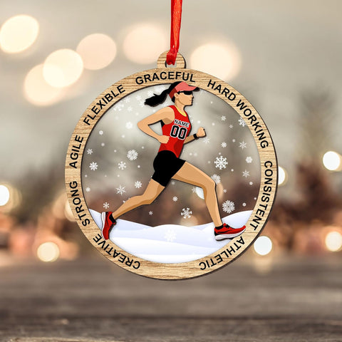 Artparel Custom Runner Ornament 2024 Track and Field Ornament Custom Marathon Ornament Running Christmas Ornament Gift for Runner Running Man Running Lovers Running Ornaments for Xmas (RN9)