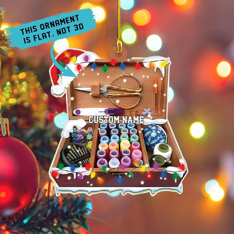 Riveprints Personalized Sewing Machine Christmas Ornament, Custom Sewing Ornament Christmas Tree Decor, Sewing Flower Machine Ornament, Gifts for Sewing Lovers, Grandma, Wife, Her, Aunt (ON387)