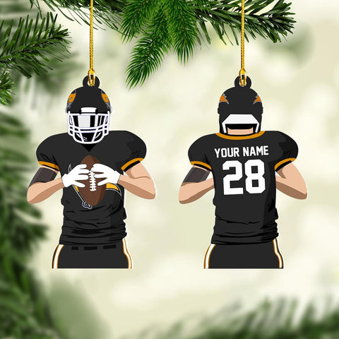 Artparel Personalized Football Ornament Customized Football Christmas Ornaments Football Ornament Christmas Hanging D��cor Gift for Football Fans Football Gifts Gift for Football Player (FB 12)