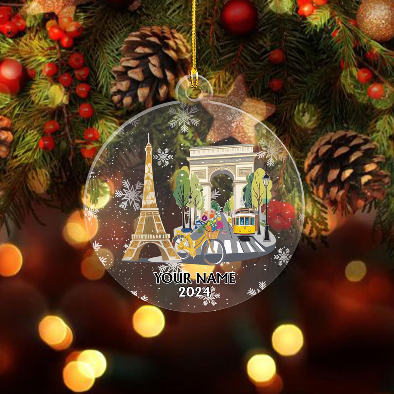 Paniprints Personalized Name Eiffel Tower Ornament, Eiffel Tower Christmas Ornaments, Paris Ornament, France Ornaments for Christmas Tree, Paris Ornaments for Christmas Tree 2024 (Eiffel7)