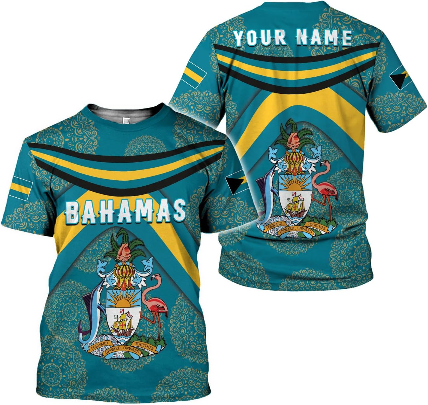 Artparel Personalized Bahamas Shirts 3D Bahamas T-Shirt Bahamas Shirts for Men Bahamas Souvenirs Shirts Bahamas Flag Shirts