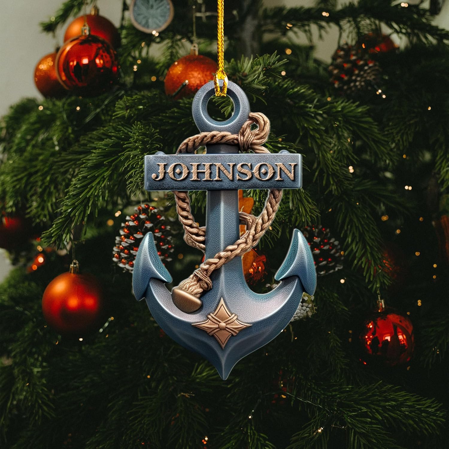 Tinoshop Personalized Sailor Uniform Personalized Flat Acrylic Ornament Sailboat Wood Christmas Ornament-Personalized Sailing Sailboat Ornament Anchor Sail Boat Gift for Sailor (ON300)