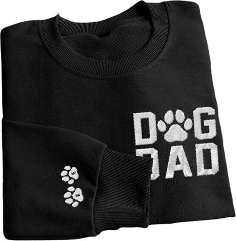 Personalized Embroidered Dog Dad Crewneck Sweatshirt, Custom Dog Dad Sweatshirt, Proud Dog Dad Shirts Gift for Men (Cotton + Polyester, SS4)