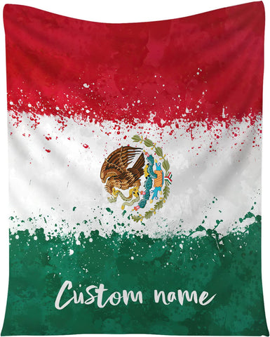 Personalized Name Mexico Blanket for Men and Women, Customized Mexico Blankets, Mexico Flag Mexican Flag Blanket Funny Gift Fuzzy Plush Soft Micro Fleece Sherpa Blanket Bed Throw (BLMX01)