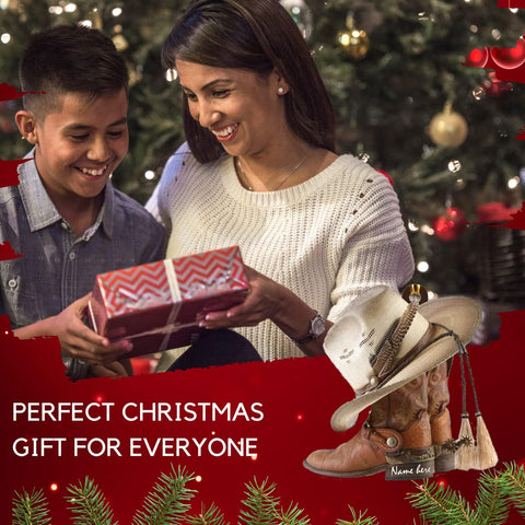 Suseaz Personalized Cowboy Boots and Hat Christmas Ornament for Cowboy, Cowboy Cowgirl Horseback Riding Ornament, Horse Racing Ornament (Cowboy Boots)