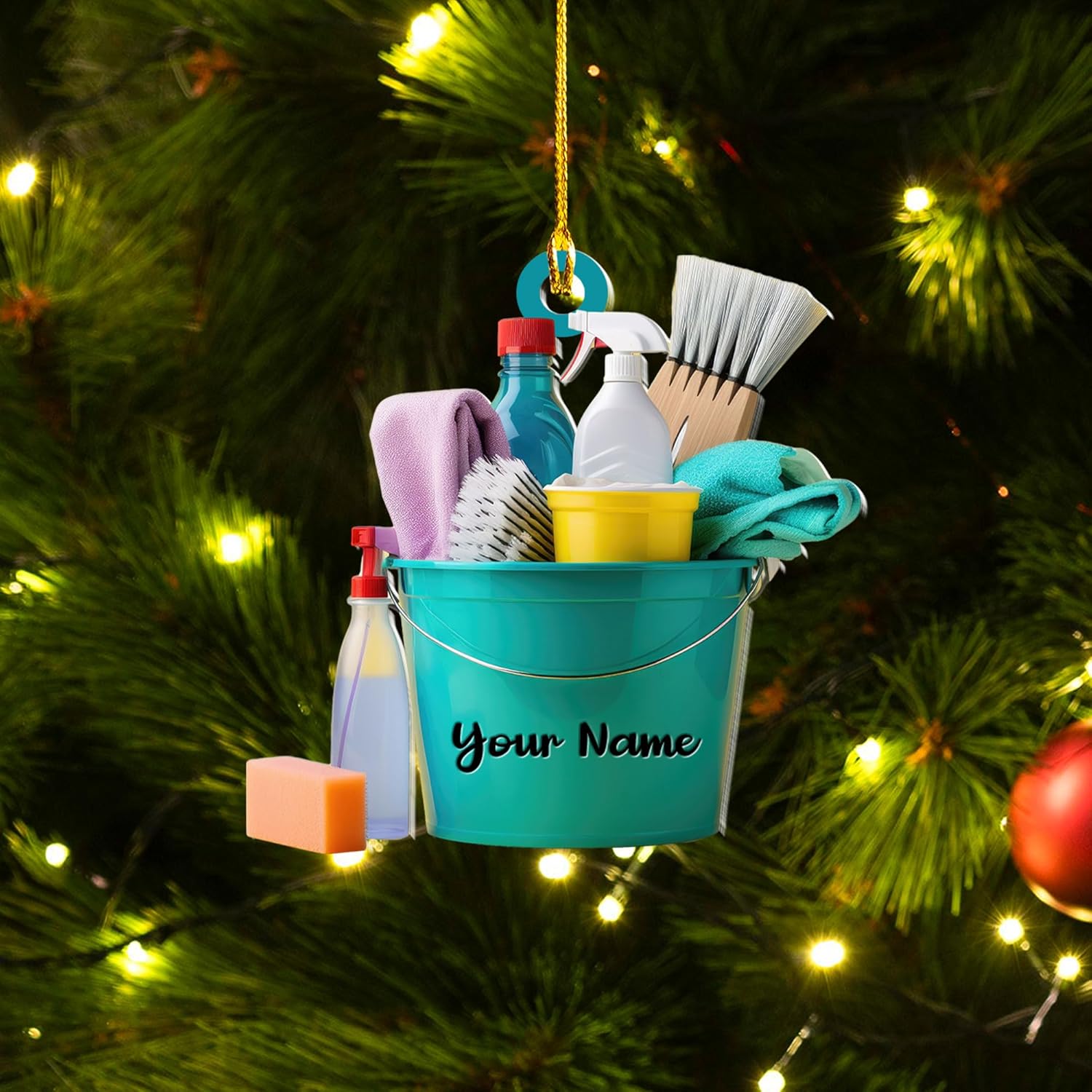 Intenprints Personalized Housekeeping Christmas Ornament, Housekeeping Keepsake, Janitor Cleaning Lady Ornament,Cleaning Service Christmas Ornament, Housekeeper Ornament (Style 1)