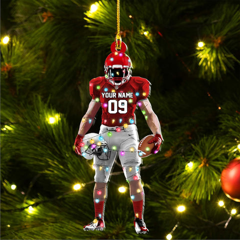 Artparel Personalized Football Ornament Customized Football Christmas Ornaments Football Ornament Christmas Hanging D��cor Gift for Football Fans Football Gifts Gift for Football Player (FB 6)
