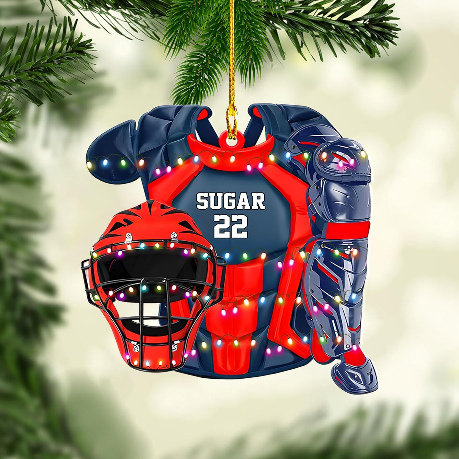 MoonArt Personalized Softball Ornament Christmas Tree Decoration Custom Softball Christmas Ornament 2D Shape Flat Softball Lover Gifts Beginner Softball Players Ornament Gift (SBD3)