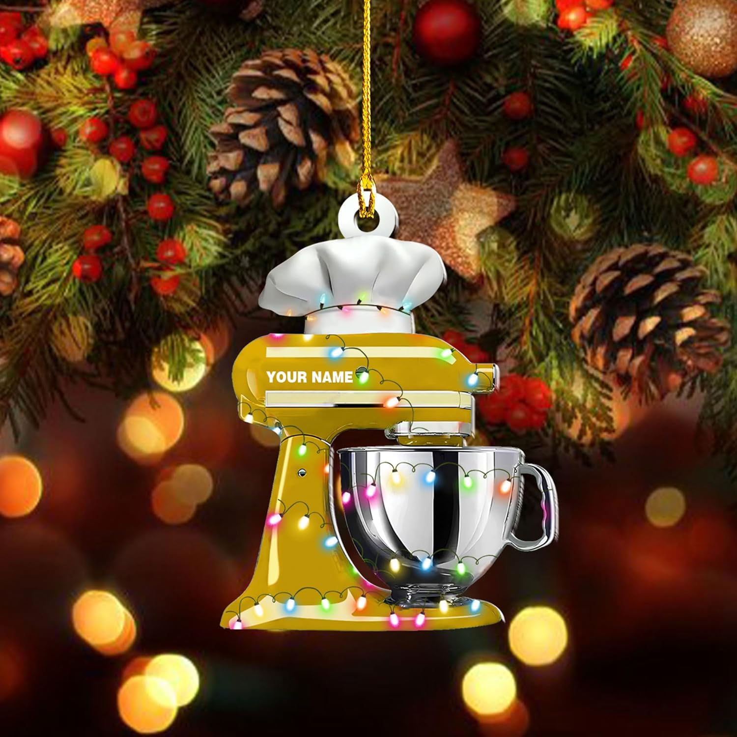 Royal Fight Personalized Baking Christmas Ornament Baking Ornaments Love Baking Christmas Tree Ornament Baking Mixer with String Lights Baker Gift Baker Ornament Tree Hanging Décor (Baking 1)
