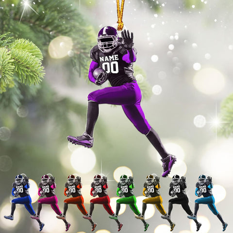 AOVL Personalized Football Ornament Customized Football Christmas Ornaments Football Ornament Christmas Hanging Décor Gift for Football Fans Football Gifts for Football (FB 9)