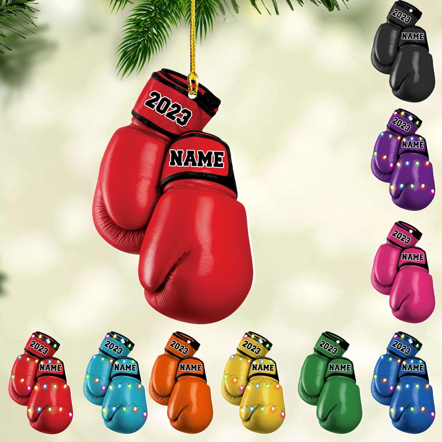 Royalbro Personalized Boxing Ornament, Boxing Glove Ornament, Boxing Gloves Christmas Ornament 2023, Custom Boxing Ornament, Kick Boxing Ornament, Gift for Boxing Lovers (BX1)