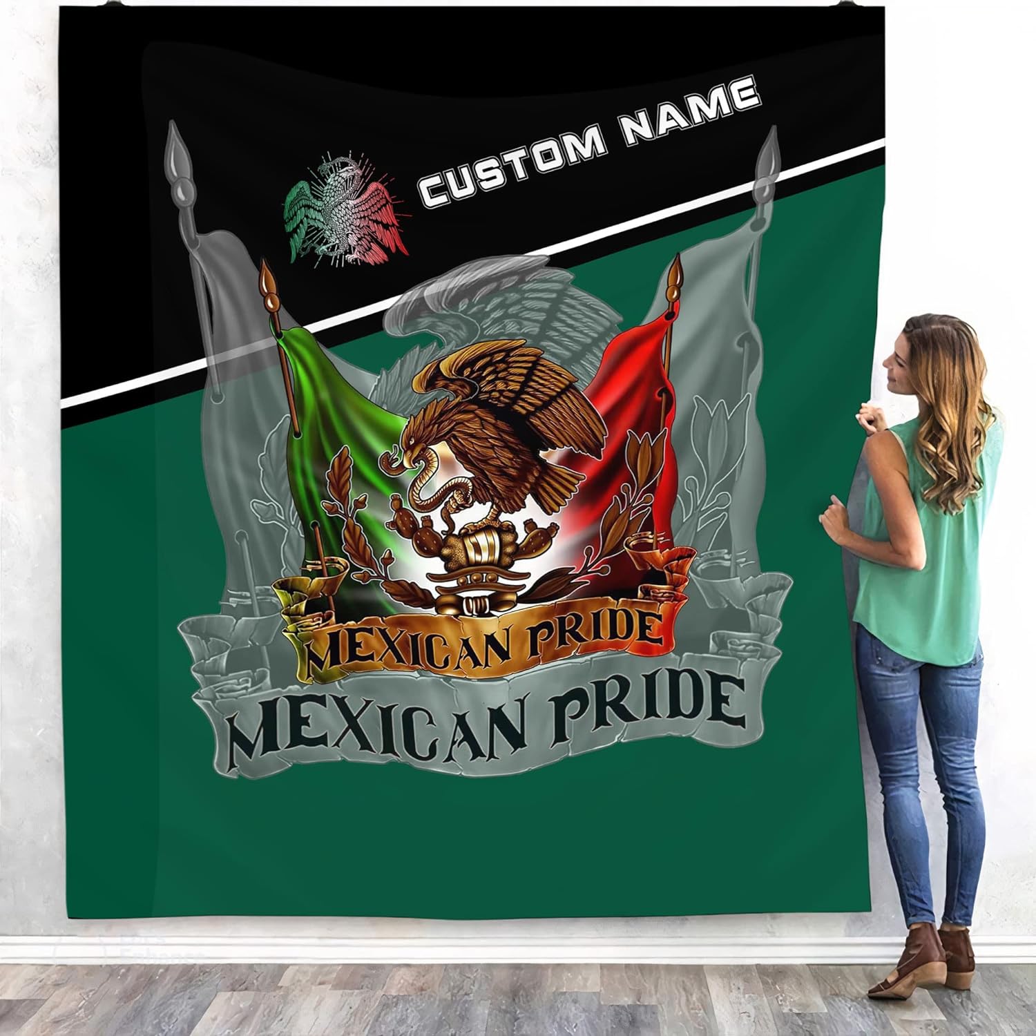 Personalized Name Mexico Blanket for Men and Women, Customized Mexico Blankets, Mexico Flag Mexican Flag Blanket Funny Gift Fuzzy Plush Soft Micro Fleece Sherpa Blanket Bed Throw (BLMX08)