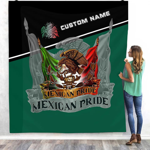 Personalized Name Mexico Blanket for Men and Women, Customized Mexico Blankets, Mexico Flag Mexican Flag Blanket Funny Gift Fuzzy Plush Soft Micro Fleece Sherpa Blanket Bed Throw (BLMX08)