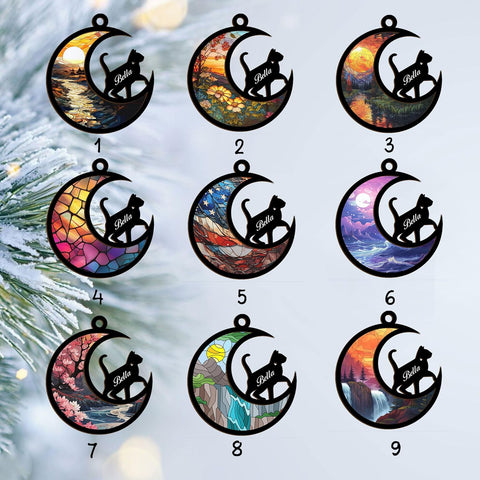 Mostefy Personalized Wooden Dog Cat Paw Ornament Christmas, Custom Dogs Cat Suncatcher Pet Name Ornaments, Customized Memorial Dog Ornament for Christmas Tree (Multi 35)