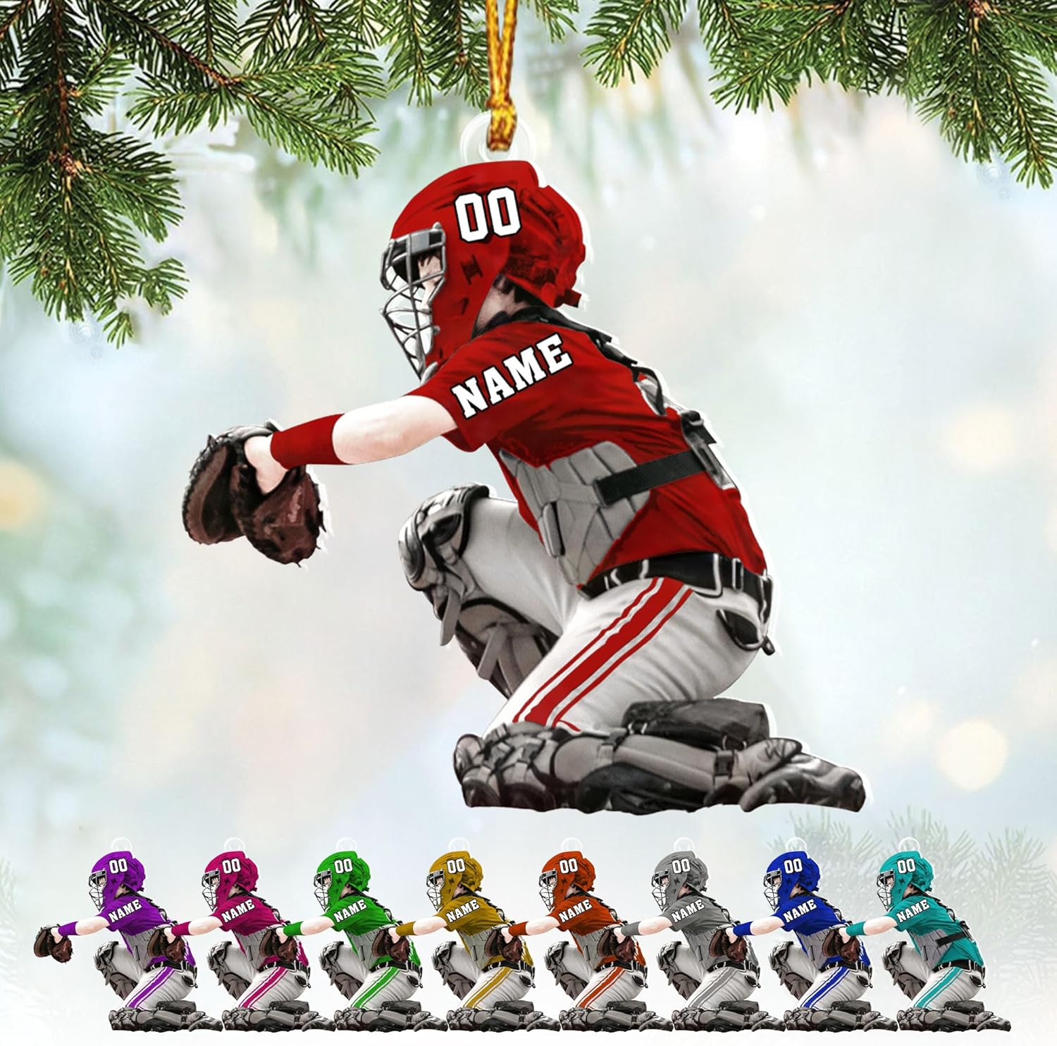 Artparel Personalized Baseball Ornament Christmas Tree Decoration Custom Baseball Christmas Ornament 2D Shape Flat Baseball Lover Gifts Beginner Baseball Players Ornament Gift (BB54)